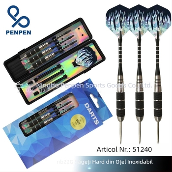 Penpen Spray Darts, 22 g, Set de ace dure pentru darts, din oțel inoxidabil și tijă de aluminiu, trei bucăți, aripi laser