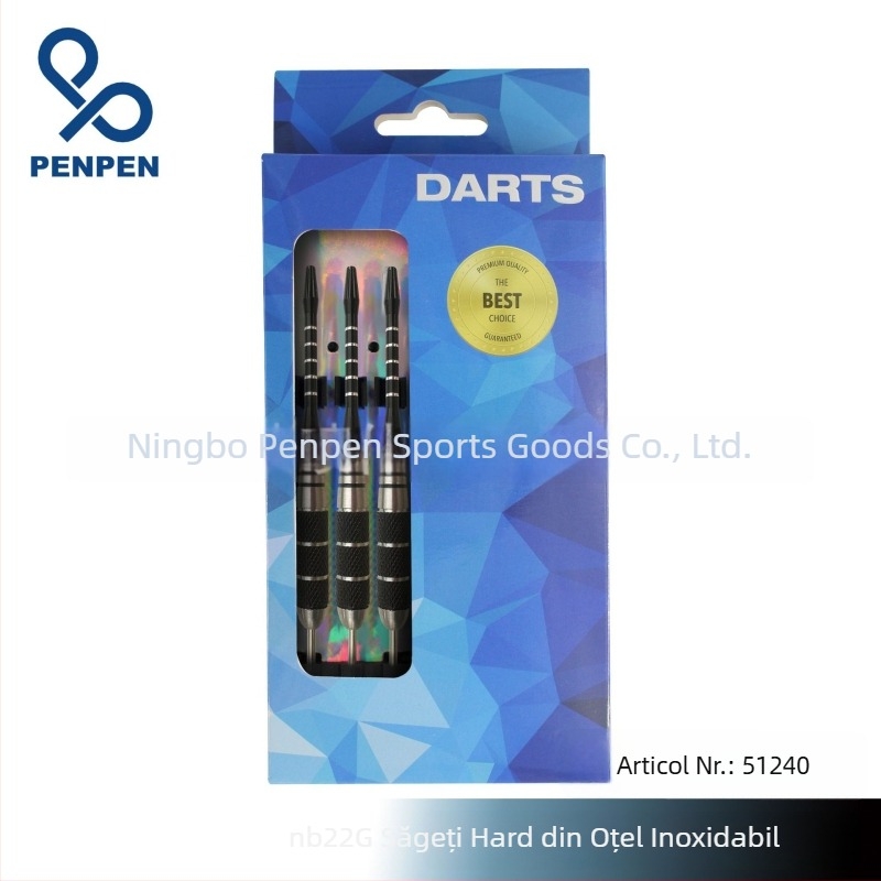 Penpen Spray Darts, 22 g, Set de ace dure pentru darts, din oțel inoxidabil și tijă de aluminiu, trei bucăți, aripi laser