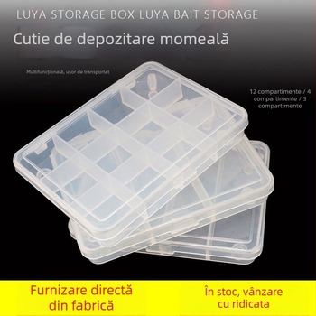 Cutie transparentă cu 12 compartimente pentru năluci și accesorii de pescuit (PVC)