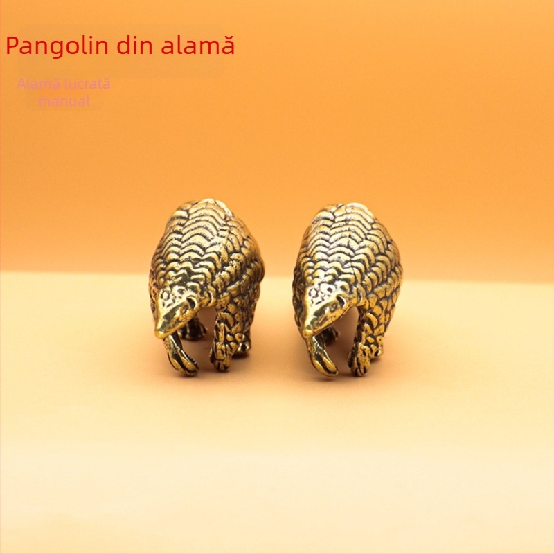 Figurină din alamă cu pangolin, stil vintage, decor de casă