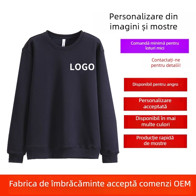 Hanorac de primăvară pentru bărbați, croială lejeră, moale și prietenos cu pielea, culoare solidă, guler rotund, mâneci lungi, stil casual, material cu Strat de aer