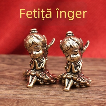 Ornament din alamă cu o fată înger pentru birou și sufragerie – decor pentru tea pet
