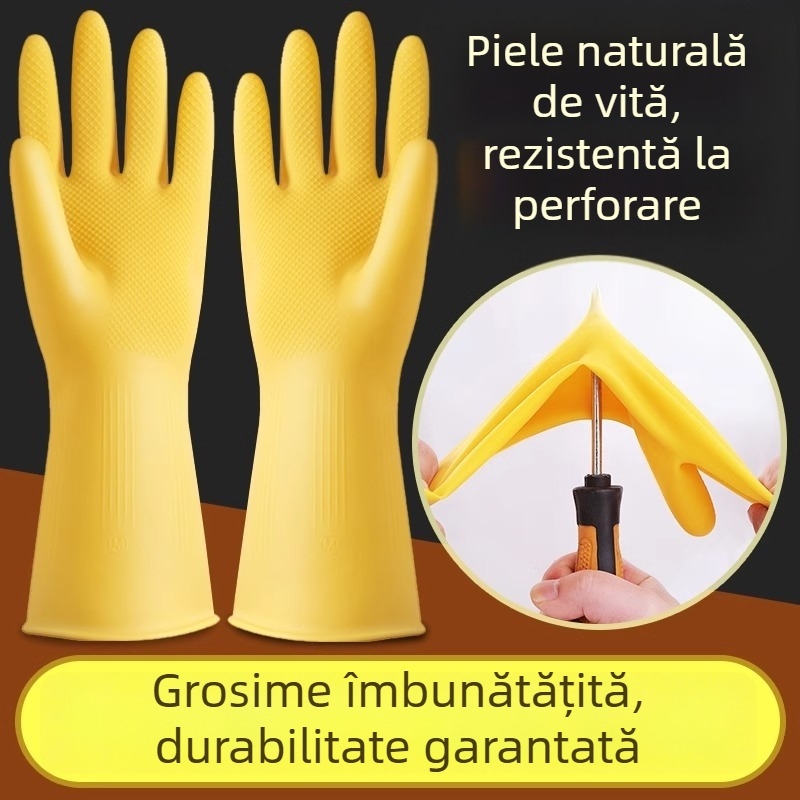 Mănuși de bucătărie latex/cauciuc, pentru vase și curățenie, impermeabile, cu strat gros de silicon, mănuși de lucru durabile pentru uz casnic