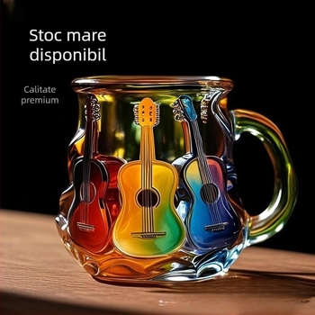 Cană de chitară pictată — ceașcă de cafea, artă muzicală, ornament decorativ din rășină