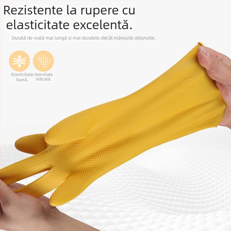 Mănuși din latex industrial, groase, durabile pentru curățenie și igienă, rezistente la acizi și baze, impermeabile, antiderapante pentru treburile casnice