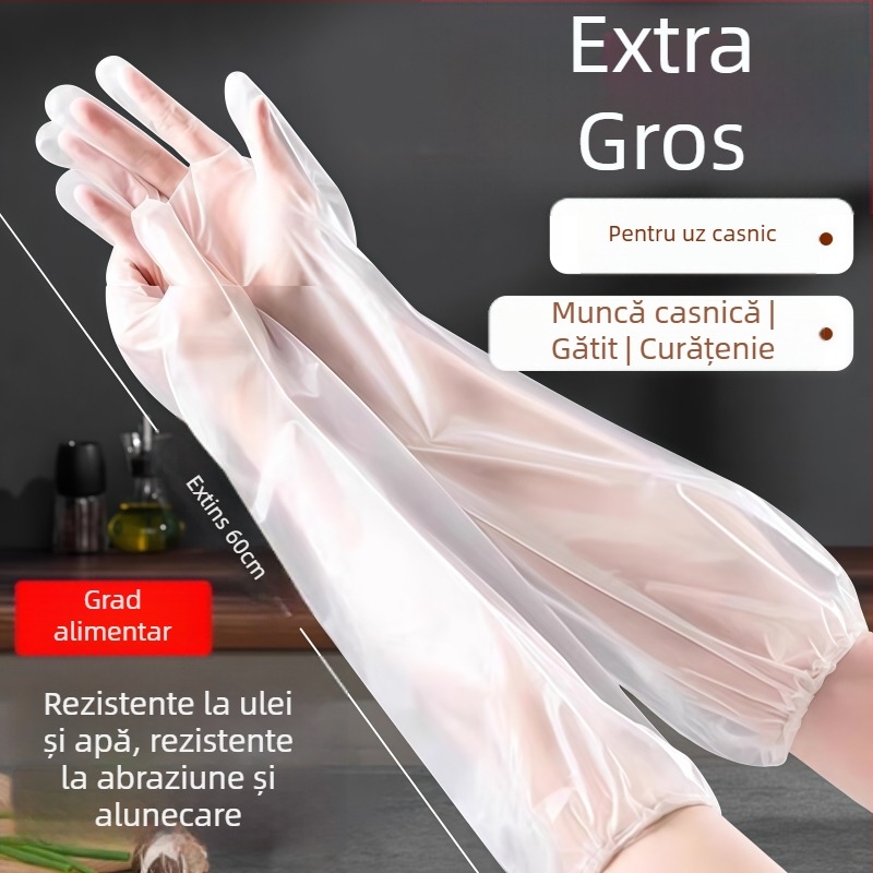 Mănuși de unică folosință, groase, rezistente la uzură, pentru spălat vase și bucătărie, manșetă extinsă, impermeabile