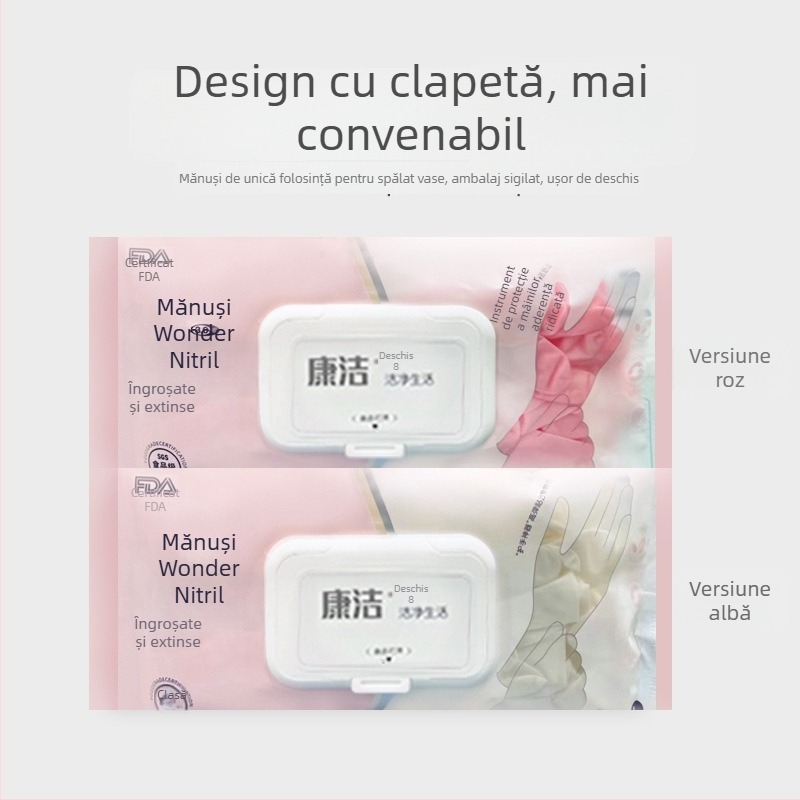 Mănuși de vase de unică folosință – nitril, latex și PVC, lungi și groase, pentru curățenie în bucătărie