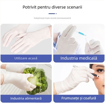 Mănuși de unică folosință din latex fără pudră, îngroșate, pentru examinări medicale și protecție la domiciliu