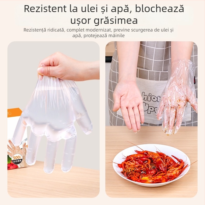 Temeiju mănuși de unică folosință – groase, elastice, rezistente la rupere, pentru bucătărie, curățenie, picnic și manipularea alimentelor cu fructe de mare