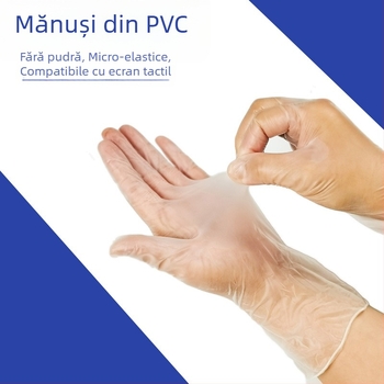 Mănuși PVC de unică folosință, transparente, fără pudră, pentru manipularea alimentelor, curățenie, frumusețe, tatuaje și coacere