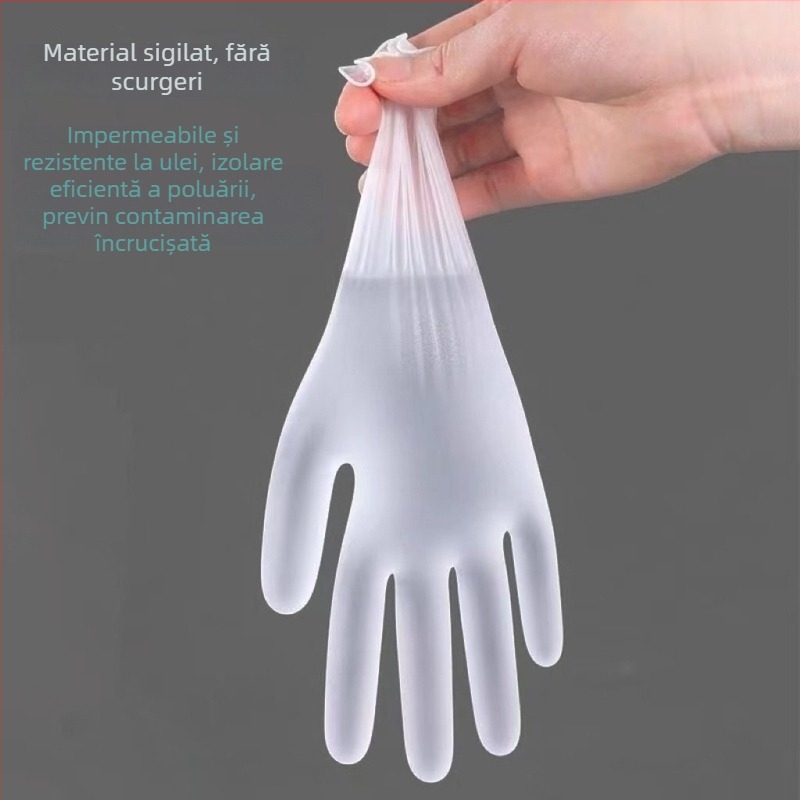 Mănuși din PVC de unică folosință, de calitate alimentară, groase și durabile, fără pudră, pentru bucătărie și treburile casnice, potrivite pentru gătit, coacere și cosmetică