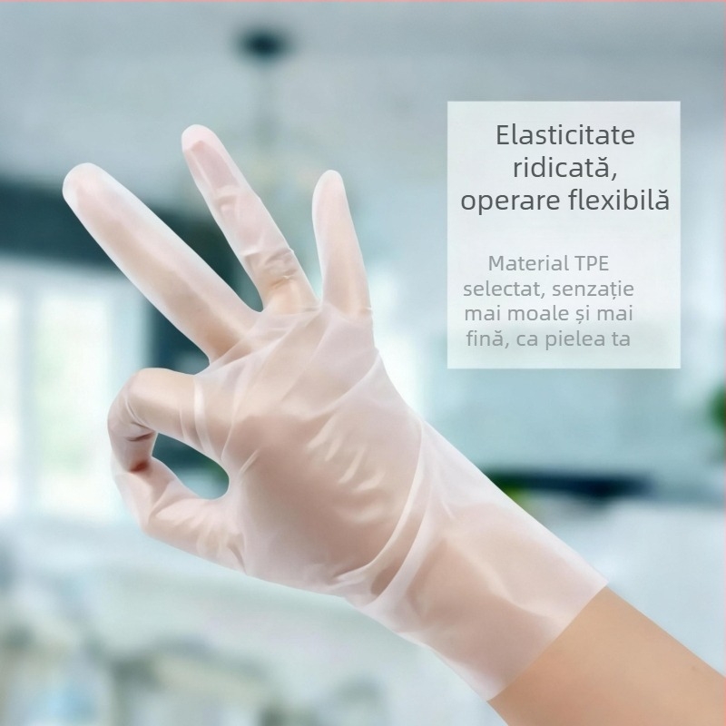 Mănuși de unică folosință elastice și aderente, îngroșate, pentru catering, curățenie, bucătărie și uz casnic; impermeabile și rezistente la uzură