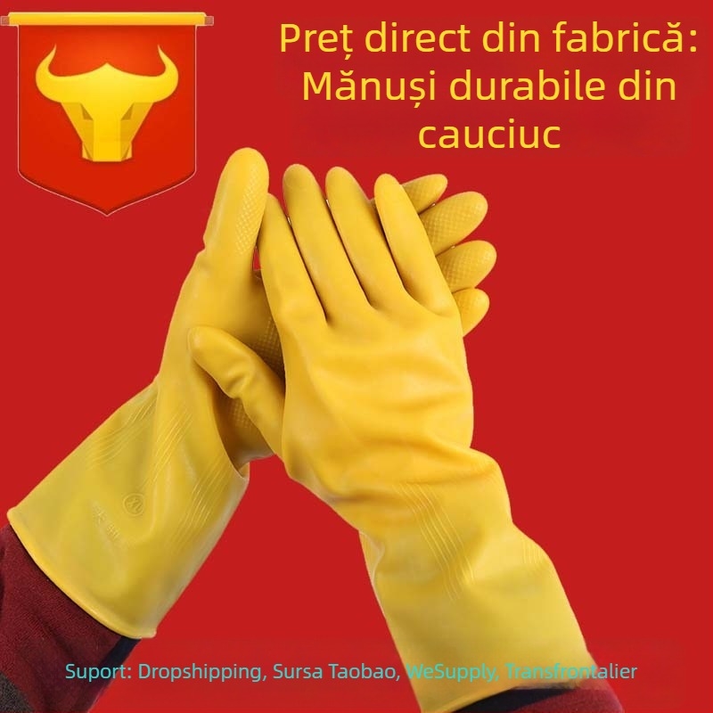 Mănuși Nanyang din latex, mănuși din cauciuc întărite pentru spălat vase, impermeabile pentru uz casnic