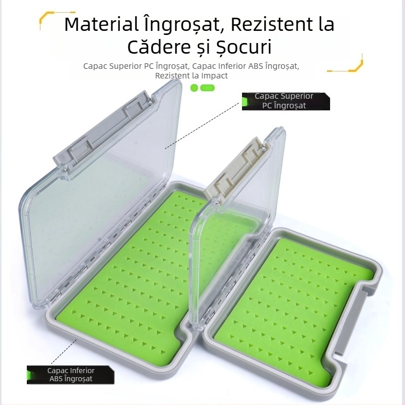 Cutie transparentă din silicon, impermeabilă, pentru cârlige de muște și năluci – cutie portabilă pentru accesorii de pescuit