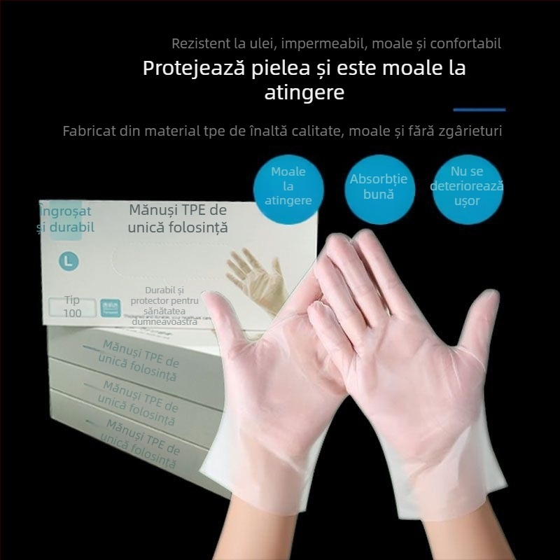 Mănuși TPE, de unică folosință, îngroșate, pentru uz casnic și alimentare