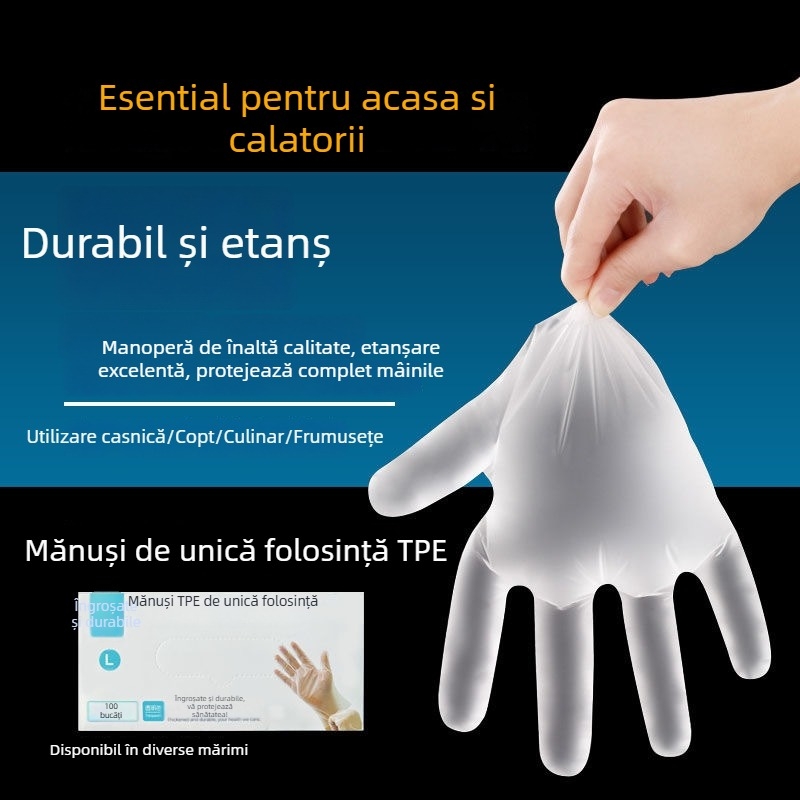 Mănuși TPE, de unică folosință, îngroșate, pentru uz casnic și alimentare