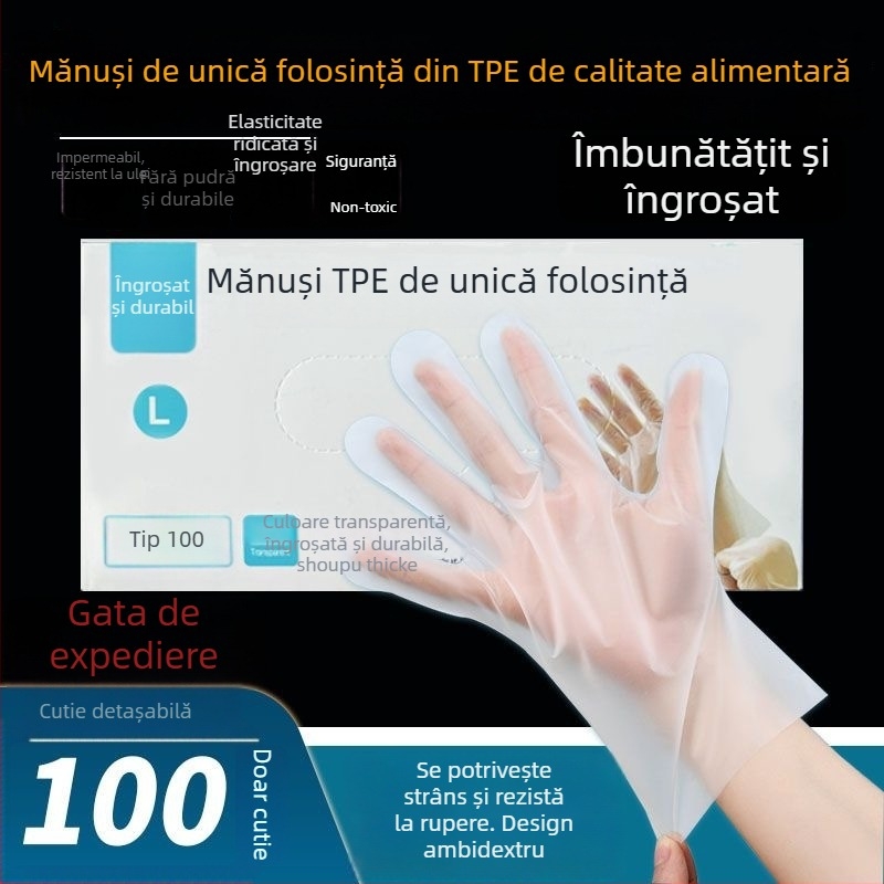 Mănuși TPE, de unică folosință, îngroșate, pentru uz casnic și alimentare
