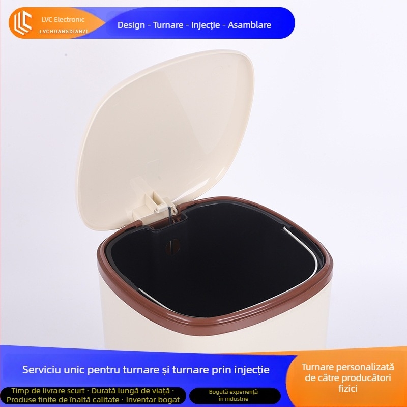 Coș de gunoi cu pedale, din plastic, cu capac, compartimentare duală, 8 L, pentru uz casnic (dormitor, sufragerie, baie)
