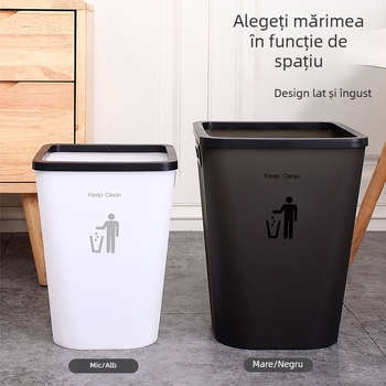 Coș de gunoi de uz casnic în două dimensiuni, fără capac, finisaj mat, cilindric lung, pentru living, dormitor, bucătărie și baie, capacitate peste 12 L