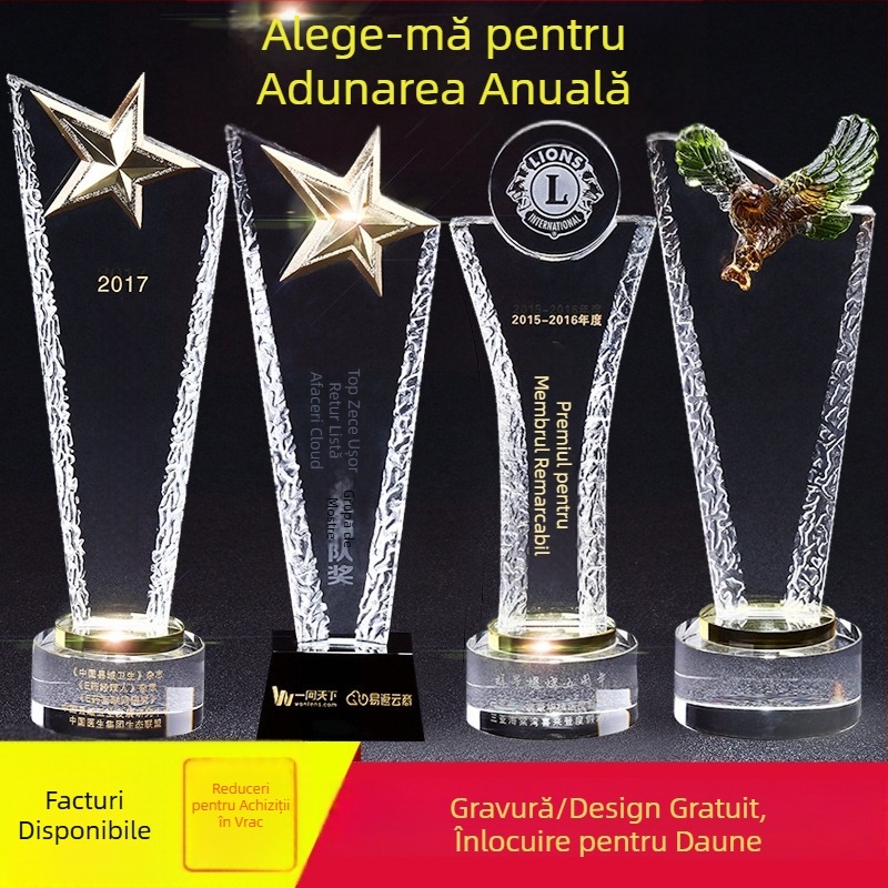 Trofeu de cristal cu design creativ pentru întâlniri anuale ale companiei, amintire pentru personal cu gravare gratuită