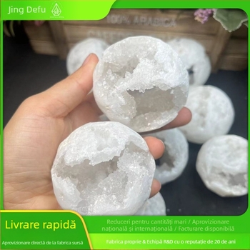 Peșteră de cristal alb marocană cu zâmbet deschis – sculptură de birou și difuzor de aromă, decor pentru casă