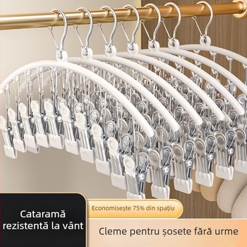 Sistem de uscare a șosetelor din oțel inoxidabil, cu mai multe clipsuri, suport haine, pentru balcon și lenjerie intimă