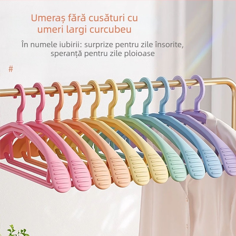 Seria Rainbow: Umerașe cu Umeri Largi, Antiderapante, Fără Urme pe Haine, Pentru Utilizare Casnică, Protejează Hainele și Previne Cutele la Umeri, Potrivite pentru Costume