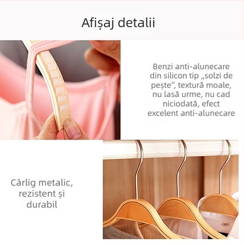 Umeraș pentru haine din lemn cu placaj, antiderapant, design minimalist pentru garderoba adulților