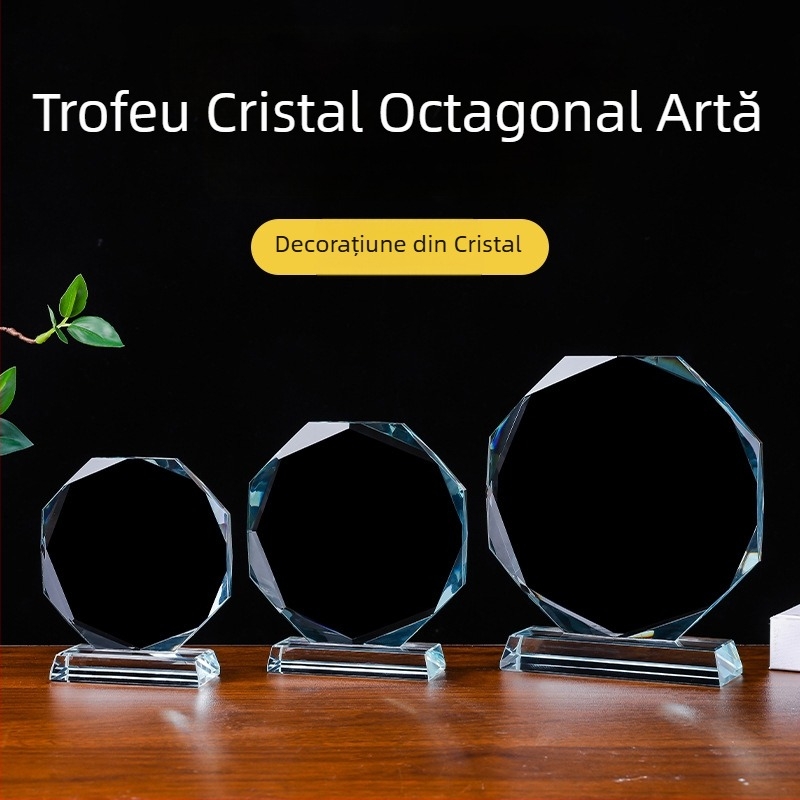 Trofeu octagonal din cristal – componente goale din cristal pentru medalii