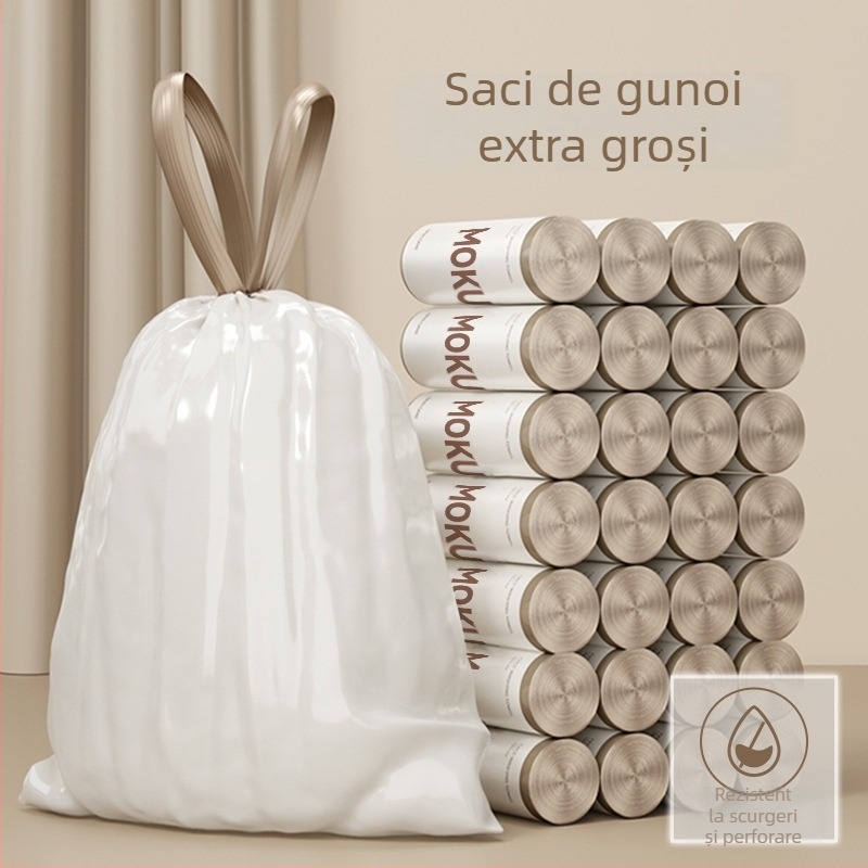 Pungi de gunoi cu șnur, mari, rezistente, pentru bucătărie, cămin și uz casnic