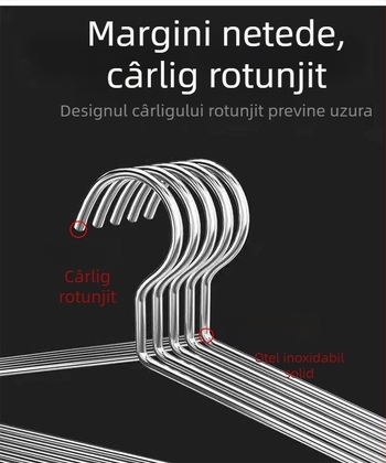Cuier din oțel inoxidabil, fără cusături, design anti-umar, fără urme, dual-use umed/uscat pentru garderobă interioră