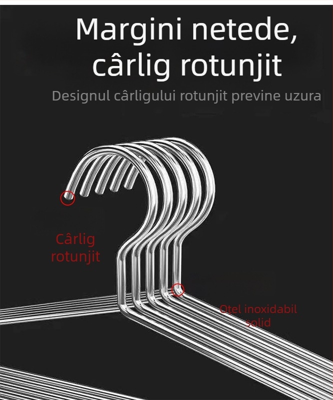 Cuier din oțel inoxidabil, fără cusături, design anti-umar, fără urme, dual-use umed/uscat pentru garderobă interioră