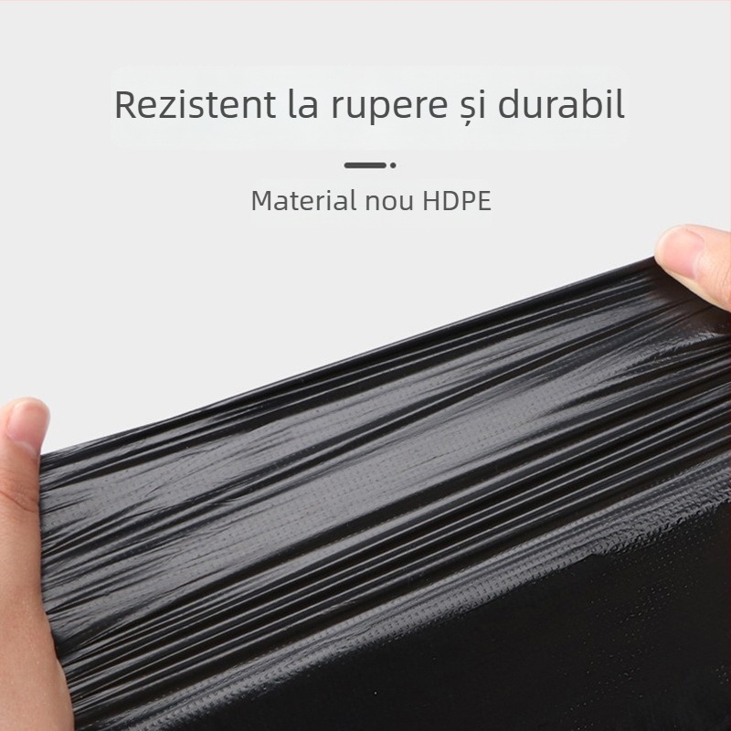 Sac de gunoi de uz casnic, negru, îngroșat, tip vestă, de unică folosință, pentru bucătărie și baie, din plastic