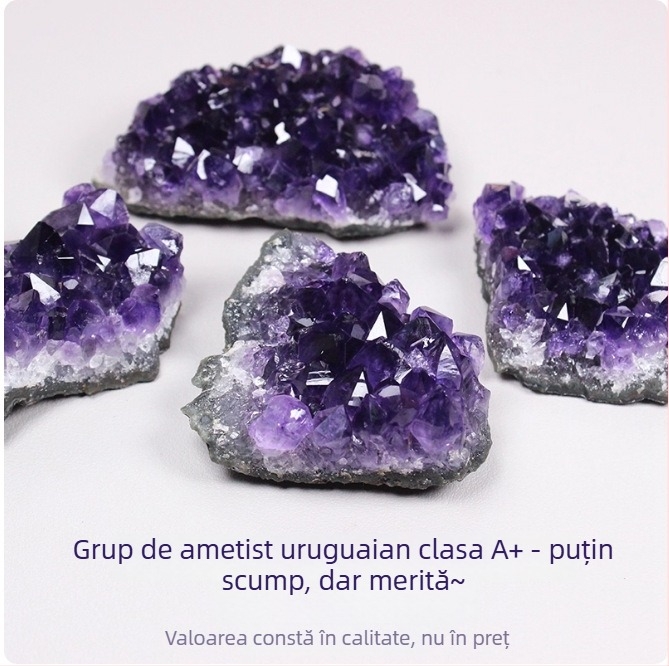 Ametist natural din Uruguay, cristal brut pentru decor, peșteră de ametist, curățare energetică și talisman noroc
