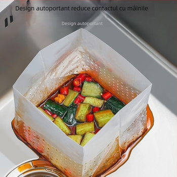 Pungă de filtrare pentru chiuveta de bucătărie, de unică folosință, cu design auto-susținător pentru scurgere, previne înfundarea și reține resturile la bază