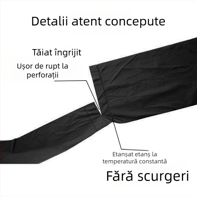 Pungi de gunoi în stil vest, de unică folosință, 45×60 cm, negre, îngroșate, pentru bucătăria casnică.