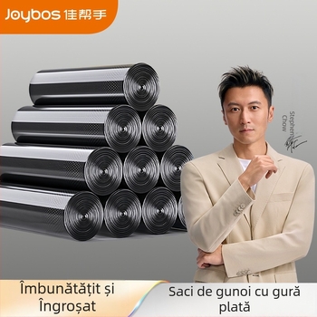Good Helper Pungi de gunoi cu șnur, îngroșate, pentru uz casnic, bucătărie, mari, negre, din plastic