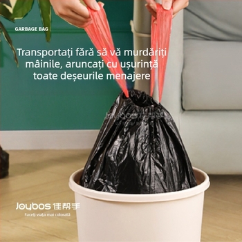 Good Helper Pungi de gunoi cu șnur, îngroșate, pentru uz casnic, bucătărie, mari, negre, din plastic