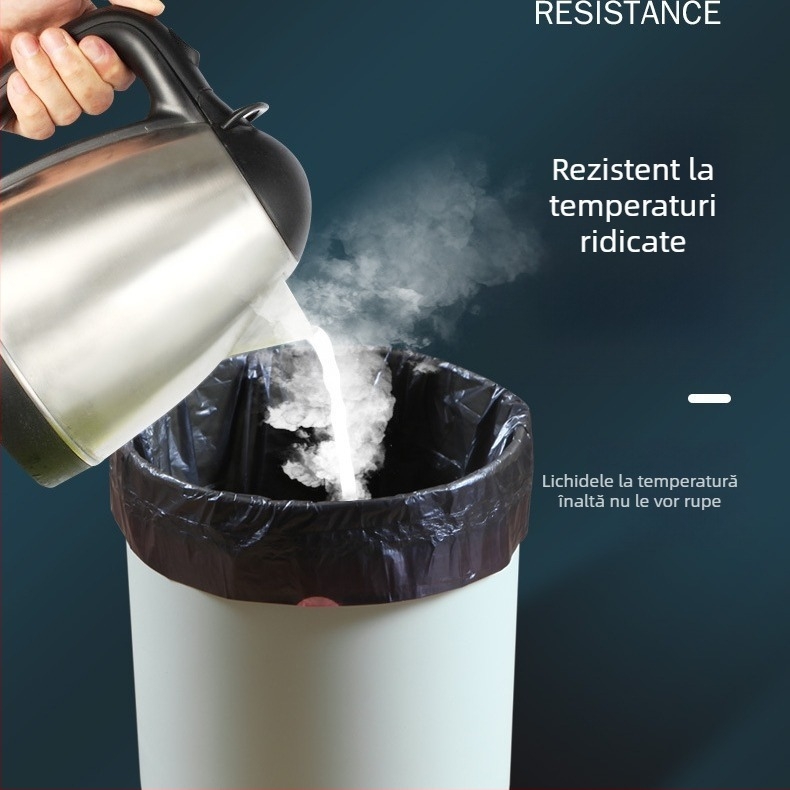 Saci de gunoi cu șnur, groși, mari, HDPE, pentru uz casnic, în cămin studențesc