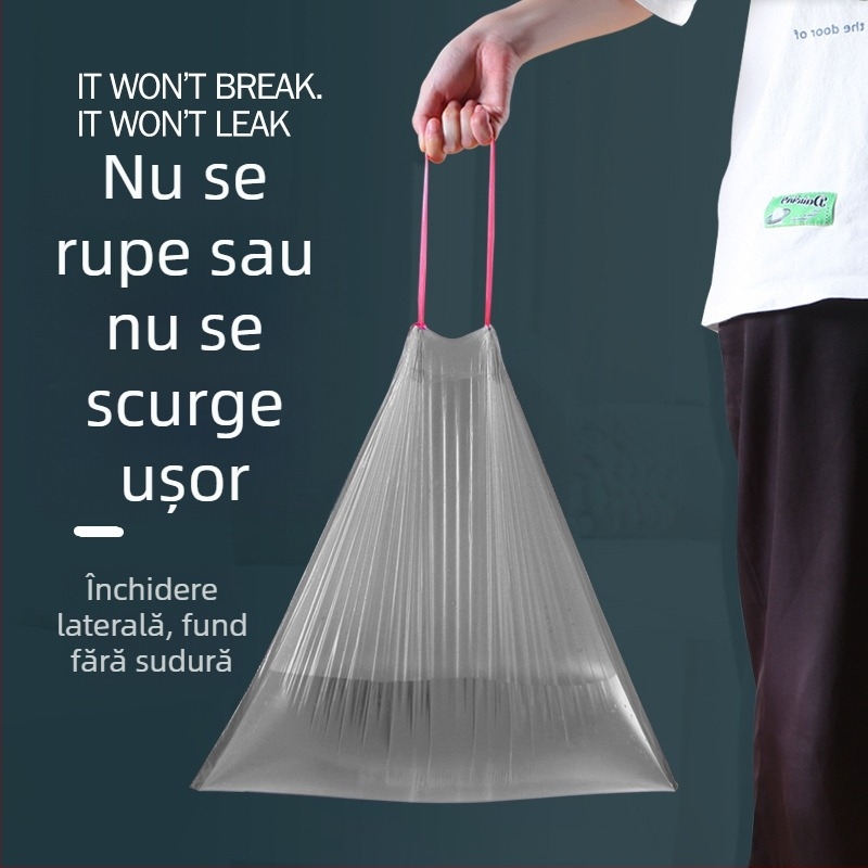 Saci de gunoi cu șnur, groși, mari, HDPE, pentru uz casnic, în cămin studențesc