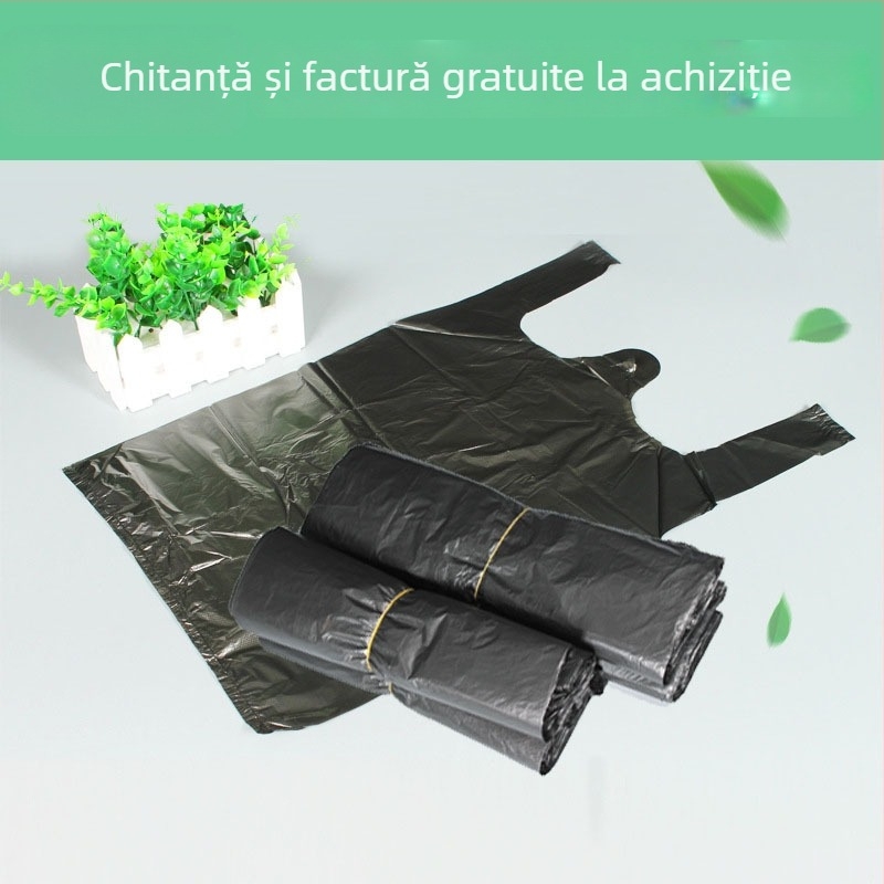 Pungi negre groase, mari, de unică folosință, din plastic negru, pentru spitale și administrarea proprietăților, pachet de 100 buc