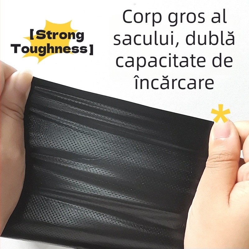 Pungă mare de gunoi neagră, cu gură plată, rezistentă, de unică folosință, pentru bucătărie