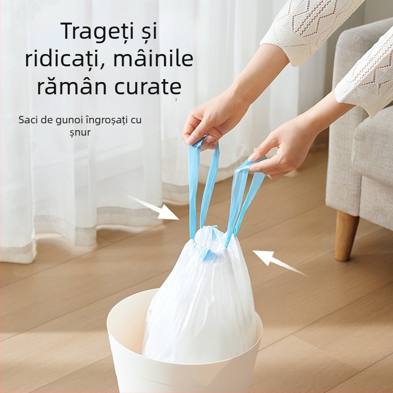 Pungi de gunoi îngroșate cu șnur, mari, pentru uz casnic – saci de plastic pentru bucătărie și baie