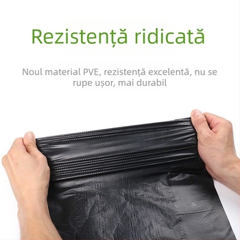 Sac de gunoi pentru uz casnic, gros, mărime medie, negru, stil vestă, capacitate mare, pungă plastică pentru bucătărie