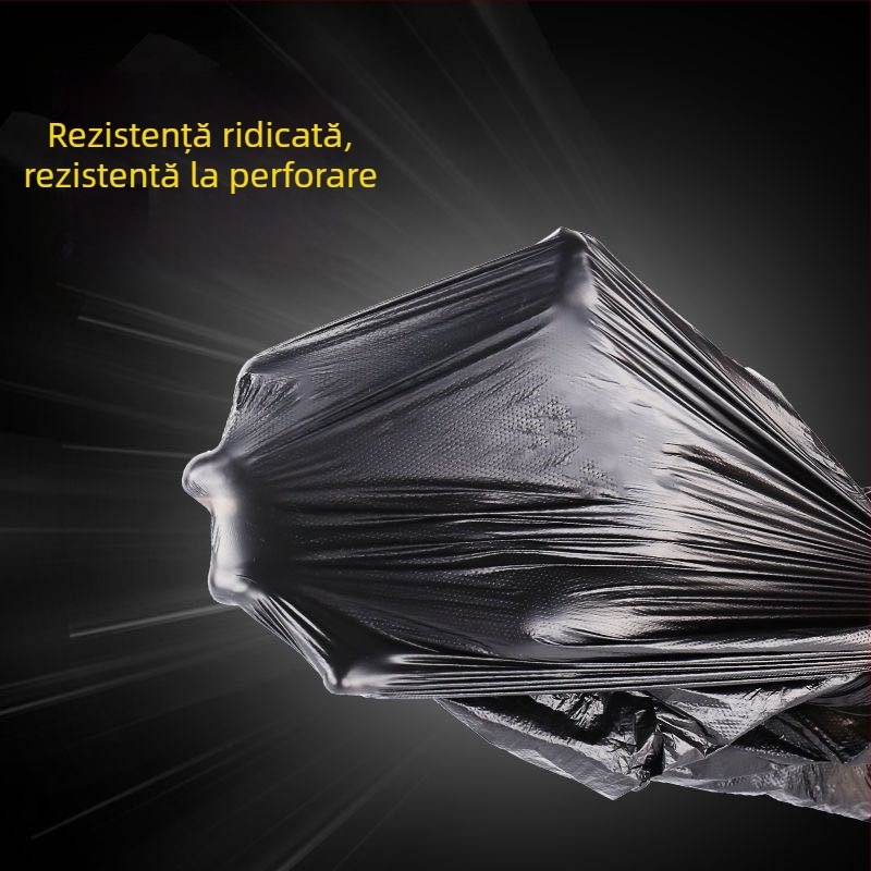 Sac de gunoi pentru uz casnic, gros, mărime medie, negru, stil vestă, capacitate mare, pungă plastică pentru bucătărie