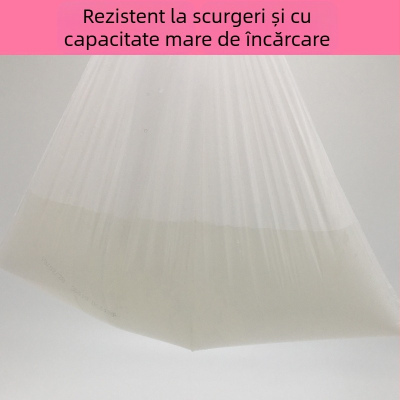 Sac de gunoi alb cu șnur, pentru bucătărie și baie, în rolă îngroșată, pungă plastică de unică folosință pentru uz casnic, portabil