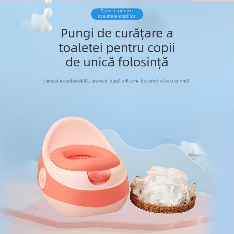 Saci de unică folosință pentru toaletă pentru bebeluși și copii – mari, groși, din plastic, pentru curățare
