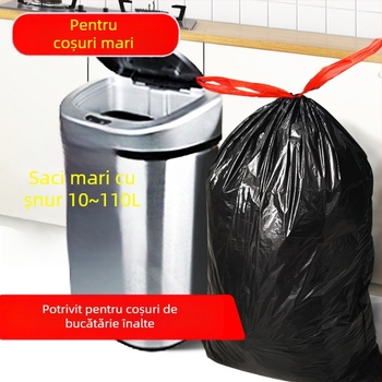 Pungi de gunoi cu șnur pentru coșuri de bucătărie, groase, cu mâneri, închidere automată, durabile
