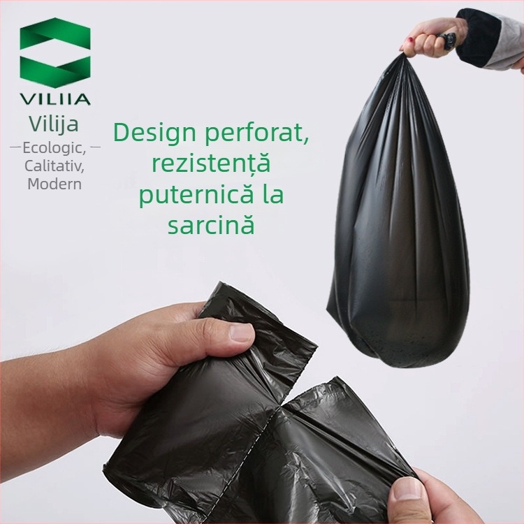 Weiliya Pungi negre mari pentru gunoi, groase, 60x80 cm, role, material PE, pentru bucătărie și hoteluri