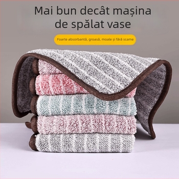 Cârpă de bucătărie din microfibră, groasă, cu model în dungi, fără scame, foarte absorbantă pentru grăsimi și pete